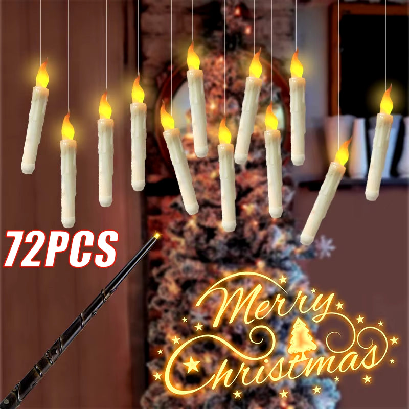 Magical Floating LED Candles with Magic Wand Remote Control Candle Lights Flameless Taper Electronic Candle Christmas Decoration