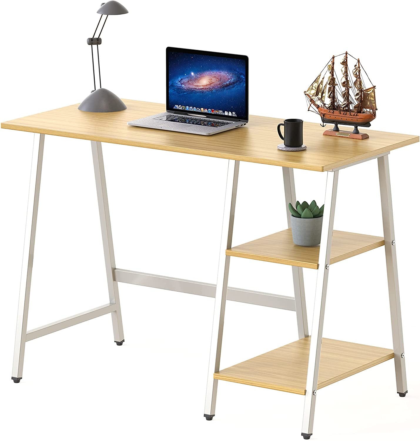 Trestle Home Office Computer Desk, Oak