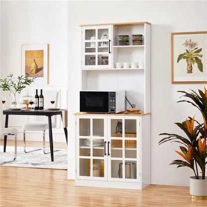 Kitchen Pantry with Cabinets & Open Shelves, White